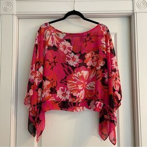 Floral Pink Sheer Chiffon Women's Top New York & CO.